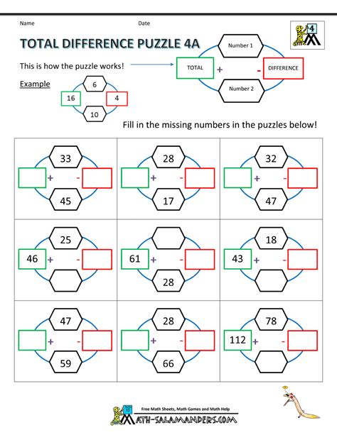 Free Math Puzzles 4th Grade