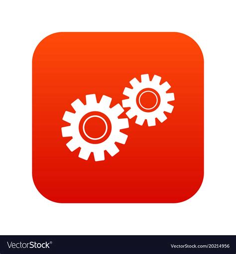 Two gears icon digital red Royalty Free Vector Image