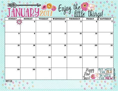 January 2017 Calendar and Print... Enjoy the Little Things! - inkhappi