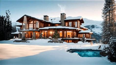 Luxury Snowy Mansion Aspen Colorado 3d Stock Footage Video (100% ...