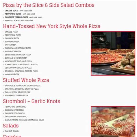 Bonanno's New York Pizzeria menu in Las Vegas, Nevada, USA