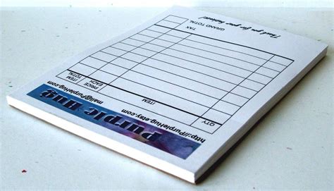 Custom Sales receipt pad 1 Personalized color laser