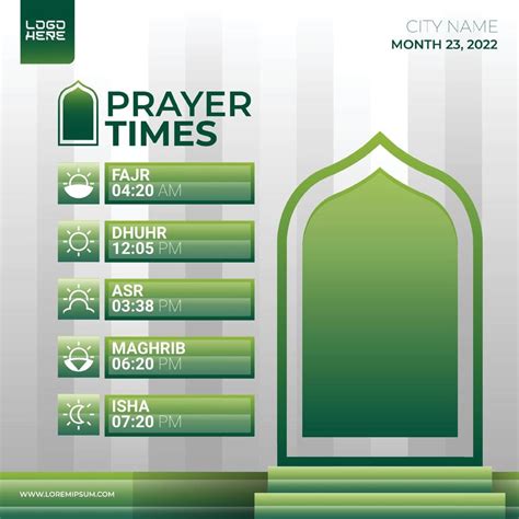 Islamic prayer time schedule design for social media RGB 7934090 Vector ...