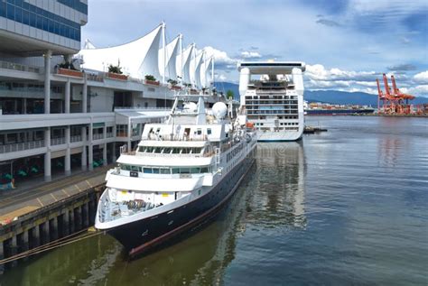 Beautiful Cityscape of Vancouver. Cruise Ships Docked in Vancouver Port, Canada Stock Photo ...