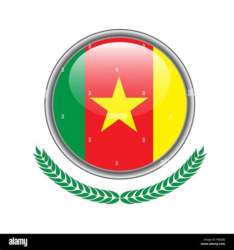 Drapeau Cameroun Cameroun. bouton icône en forme de drapeau. Vector ...