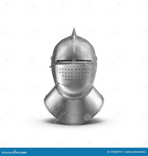 Armet Closed Helmet on White. 3D Illustration Stock Illustration - Illustration of ancient ...