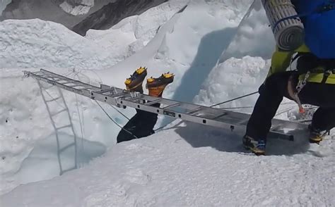 Watch Climber Fall Off Ladder in Khumbu Icefall - Gripped Magazine