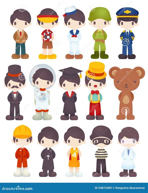 Character Cartoon in Various Job Stock Vector - Illustration of business, mascot: 54873400