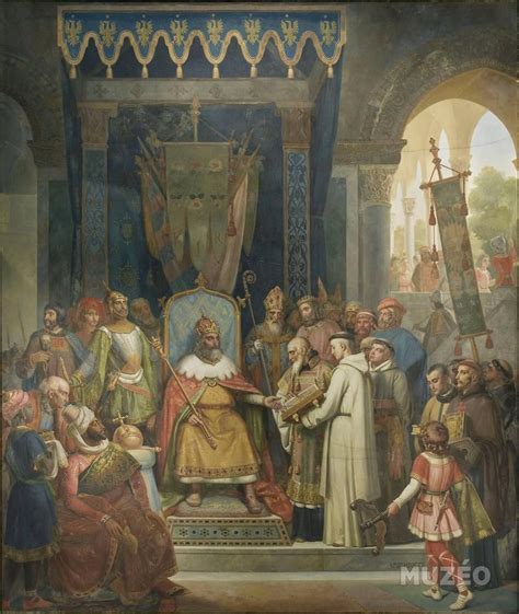 "Charlemagne, entouré de ses principaux officiers, reçoit Alcuin", Jean-Victor Schnetz, 1830 ...