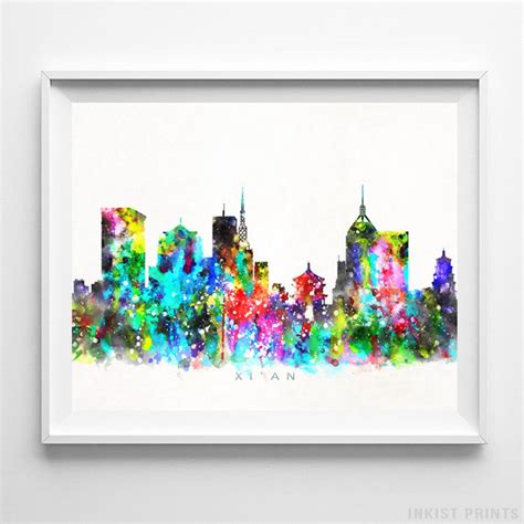 Xi'an Skyline Print China Art Xian Poster China - Etsy