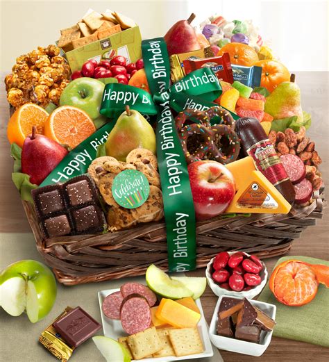 Happy Birthday Fruit & Sweets Basket Deluxe