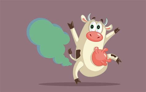 Funny Cartoon Cow Farting Vector Mascot Illustration Stock Illustration - Download Image Now ...