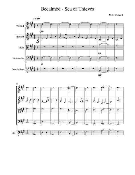 Becalmed - Sea of Thieves Sheet music for Violin, Viola, Cello, Contrabass | Download free in ...