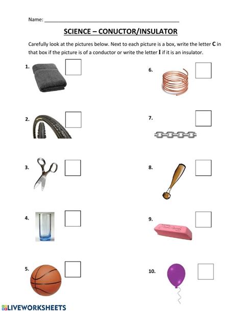 Conductors Vs Insulators Worksheet