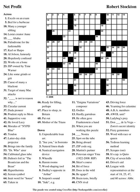 Crossword Maker Free Printable - Free Printable