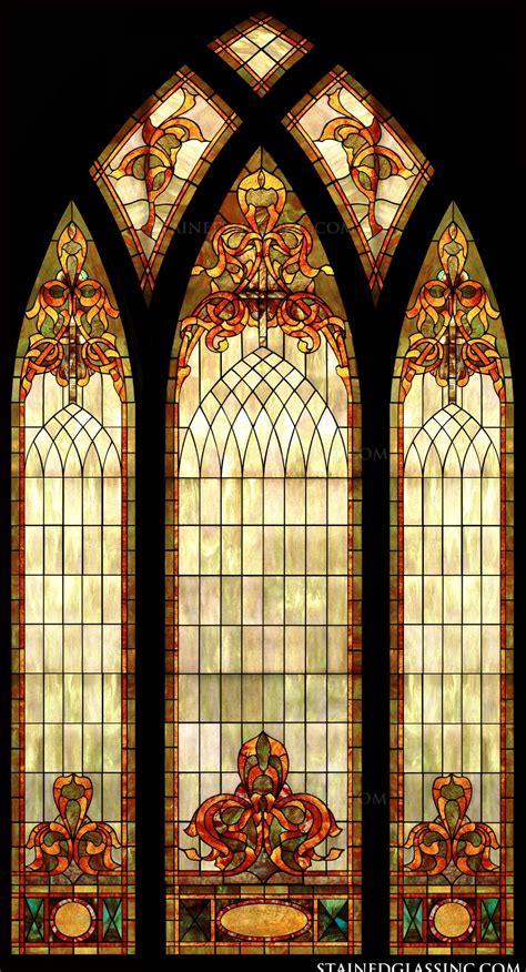 "Decorative Arched Window" Religious Stained Glass Window