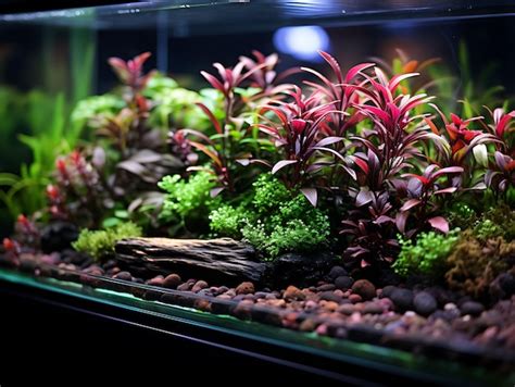 Premium AI Image | Photoshoot of 20 Long Tank Cherry Barbs Cryptocoryne Parva Carpet Plant Sh ...