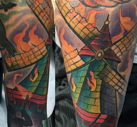 50 Windmill Tattoo Designs For Men - Rotational Ink Ideas