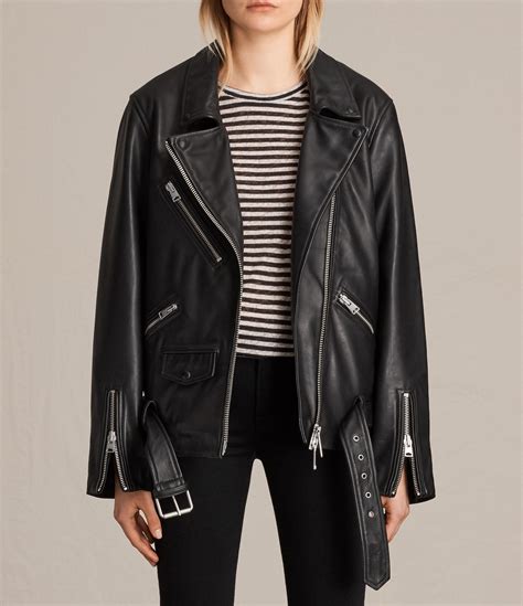 Allsaints Oversized Leather Biker Jacket Usa Usa in Black | Lyst