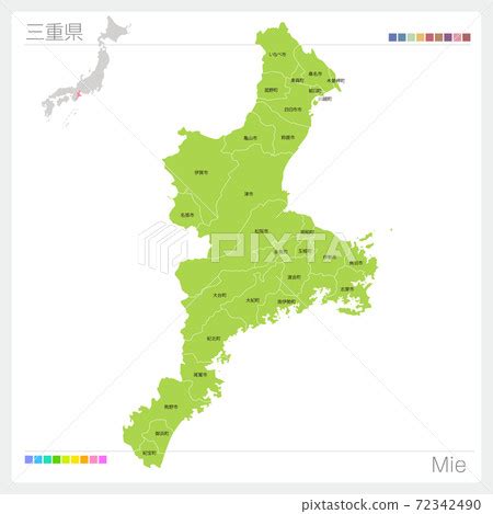 Map of Mie Prefecture, Mie, city, town, and... - Stock Illustration ...