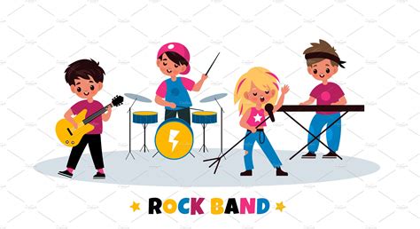 Kids rock band. Children music conce | Graphics ~ Creative Market