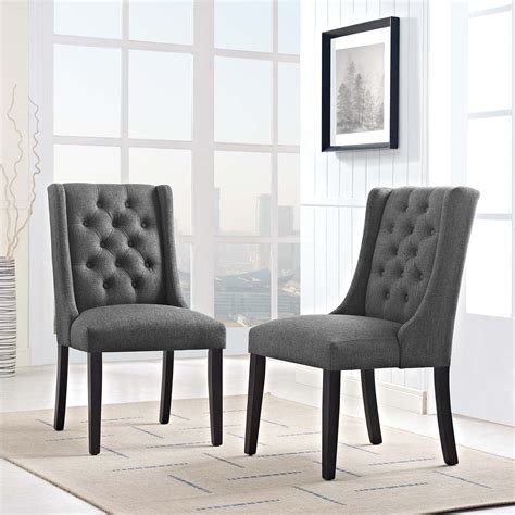 Baronet Dining Chair Fabric Set of 2 in Gray - Walmart.com - Walmart.com