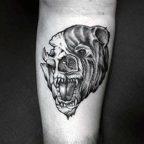 50 Bear Skull Tattoo Designs For Men - Ursidae Ink Ideas