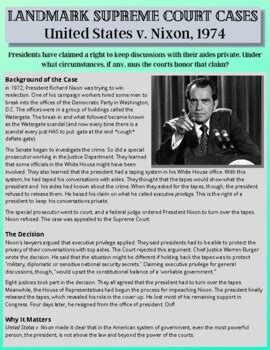 Us V Nixon Teaching Resources | TPT