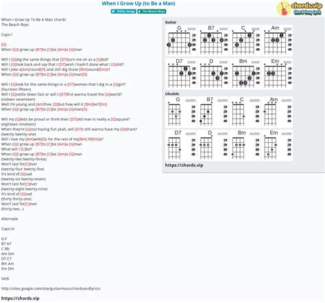 Chord: When I Grow Up (to Be a Man) - tab, song lyric, sheet, guitar ...