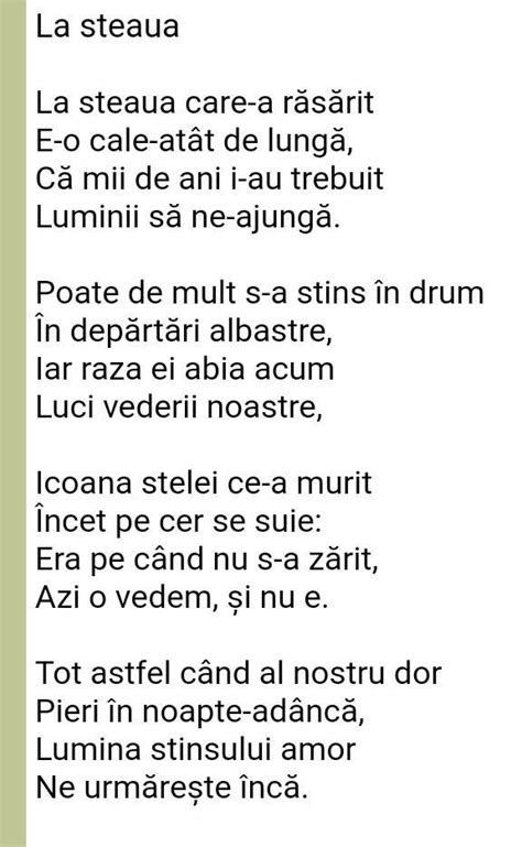 apartenență la gen la poezia "La steaua"de Mihai Eminescu.Dau coroană. - Brainly.ro