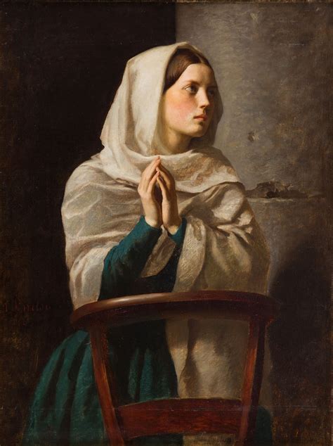 Jules Breton | Young woman praying in church (1854) | MutualArt