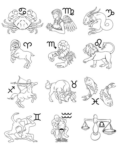 Free coloring page of zodiac signs to color - Zodiac Sign Coloring Pages for Kids