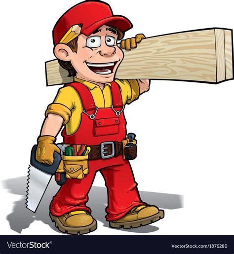 Handyman carpenter red vector image on VectorStock | Cartoon, Cartoon illustration, Handyman logo