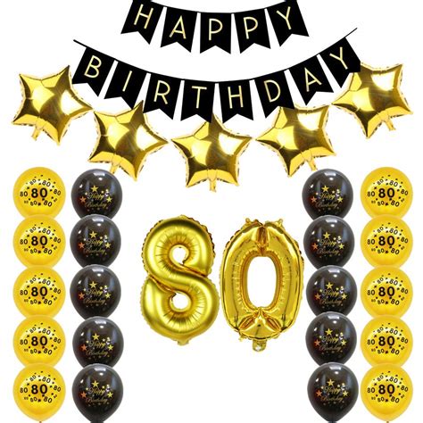 Buy 80th Birthday Party Decorations - Happy Birthday Banner,80th Gold ...