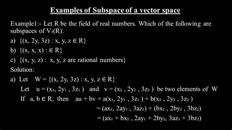 Examples of Subspace of a Vector space - YouTube