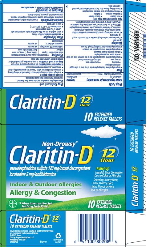 Claritin-D 12 Hour (tablet, extended release) Bayer HealthCare LLC.