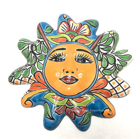 Mexican Wall Hanging Talavera Pottery Sun Face 10" TSM2014 – Camino Real Imports