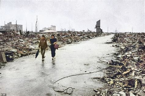 Hiroshima in colour: Terrible power of the atomic bomb is shown in colourised photos 75 years ...