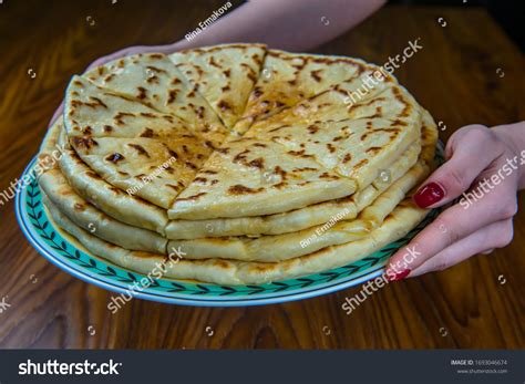 Womans Hands Holds Plate Traditional Chechen Stock Photo 1693046674 ...