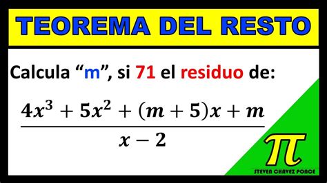 TEOREMA DEL RESTO | División de Polinomios | ejercicio resuelto - YouTube