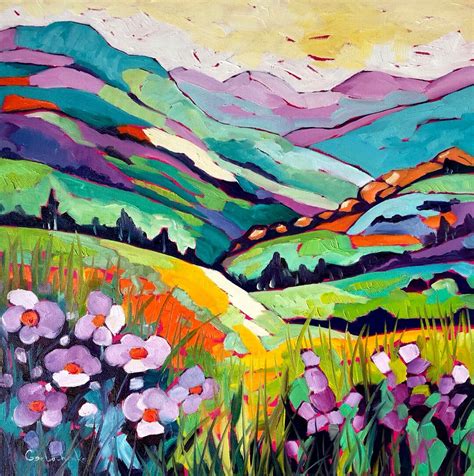 Original Oil Painting Landscape Mountain Valley Wall Art on Canvas ...