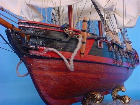 Buy Wooden Caribbean Pirate Ship Model 26in - White Sails - Model Ships