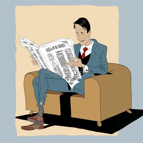 Man reading newspaper stock illustration. Illustration of headline - 19098209