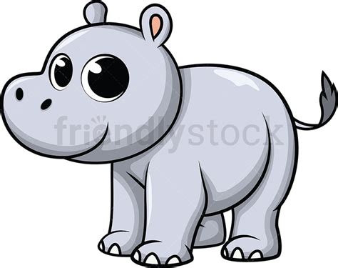 Cute Baby Hippo Cartoon Vector Clipart - FriendlyStock