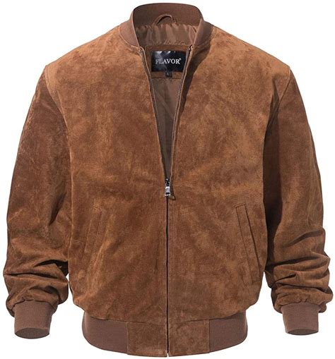 Men's Baseball Leather Jacket Vintage bomber Suede Jackets (S, Brown) - Walmart.com