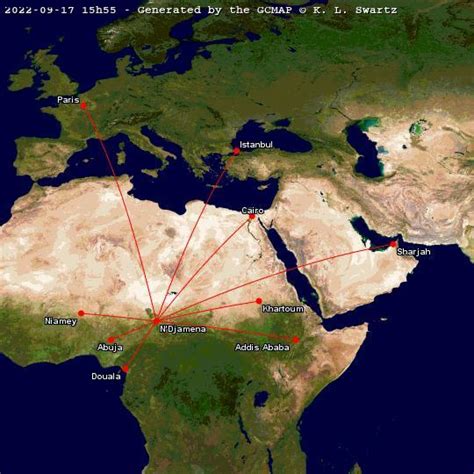 Reachable destinations from N'Djamena airport