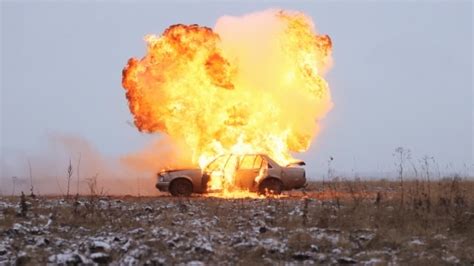 Car Explosion On An Empty Field, Stock Footage | VideoHive