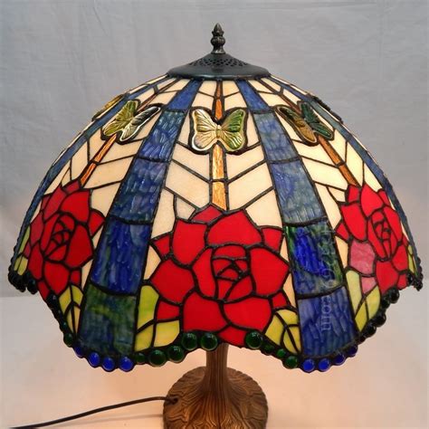 Rose Tiffany Lamp 20S0-47 Stained Glass Lamps, Tiffany Lamps, Lampwork, Paper Lamp, Lanterns ...