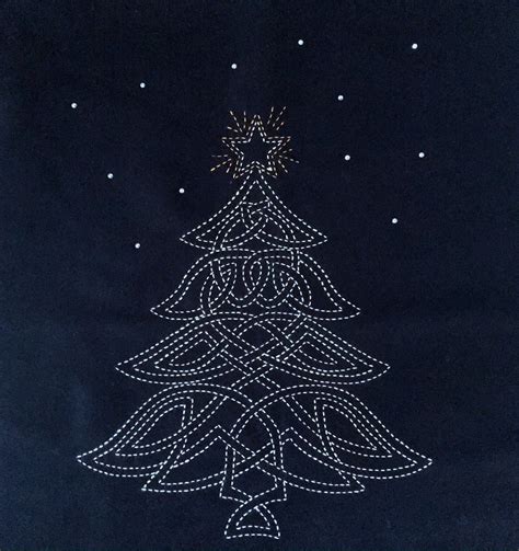 Celtic Christmas Tree Sashiko Panel | Sashiko pattern, Sashiko, Celtic ...