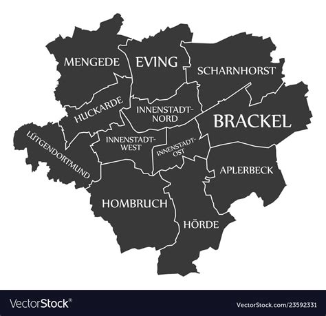 Dortmund city map germany de labelled black Vector Image